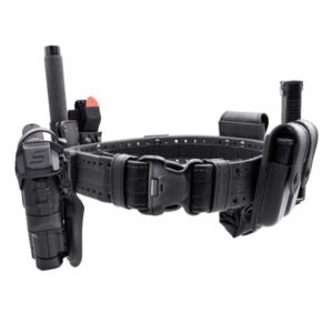 tactical belt and attachments with white background