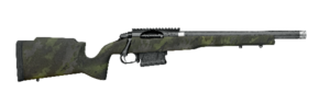 Camo rifle on white background